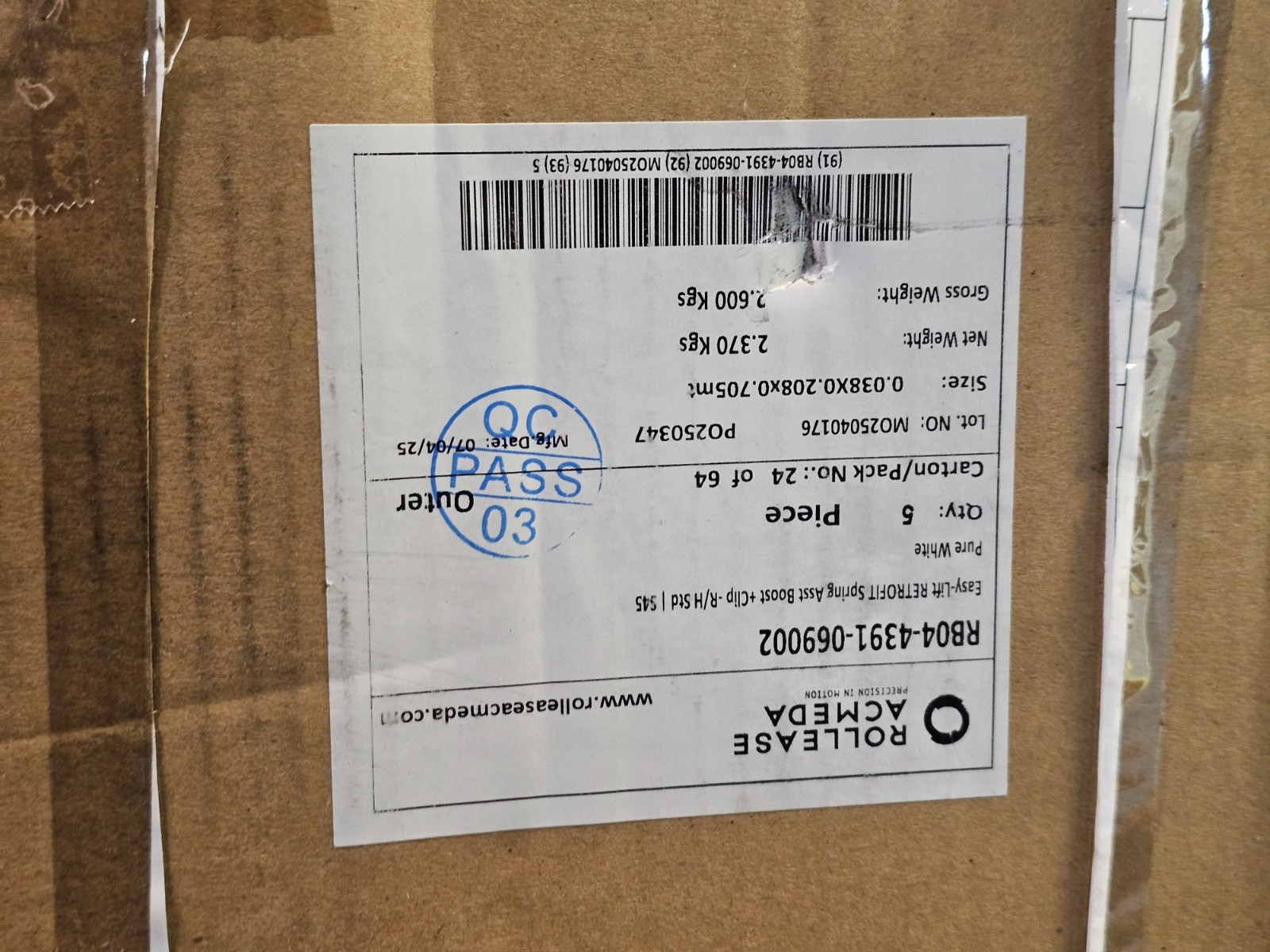 (QTY 5)Rollease Acmeda RB04-4391-069002 Easy-Lift RETROFIT Spring Assist Booster