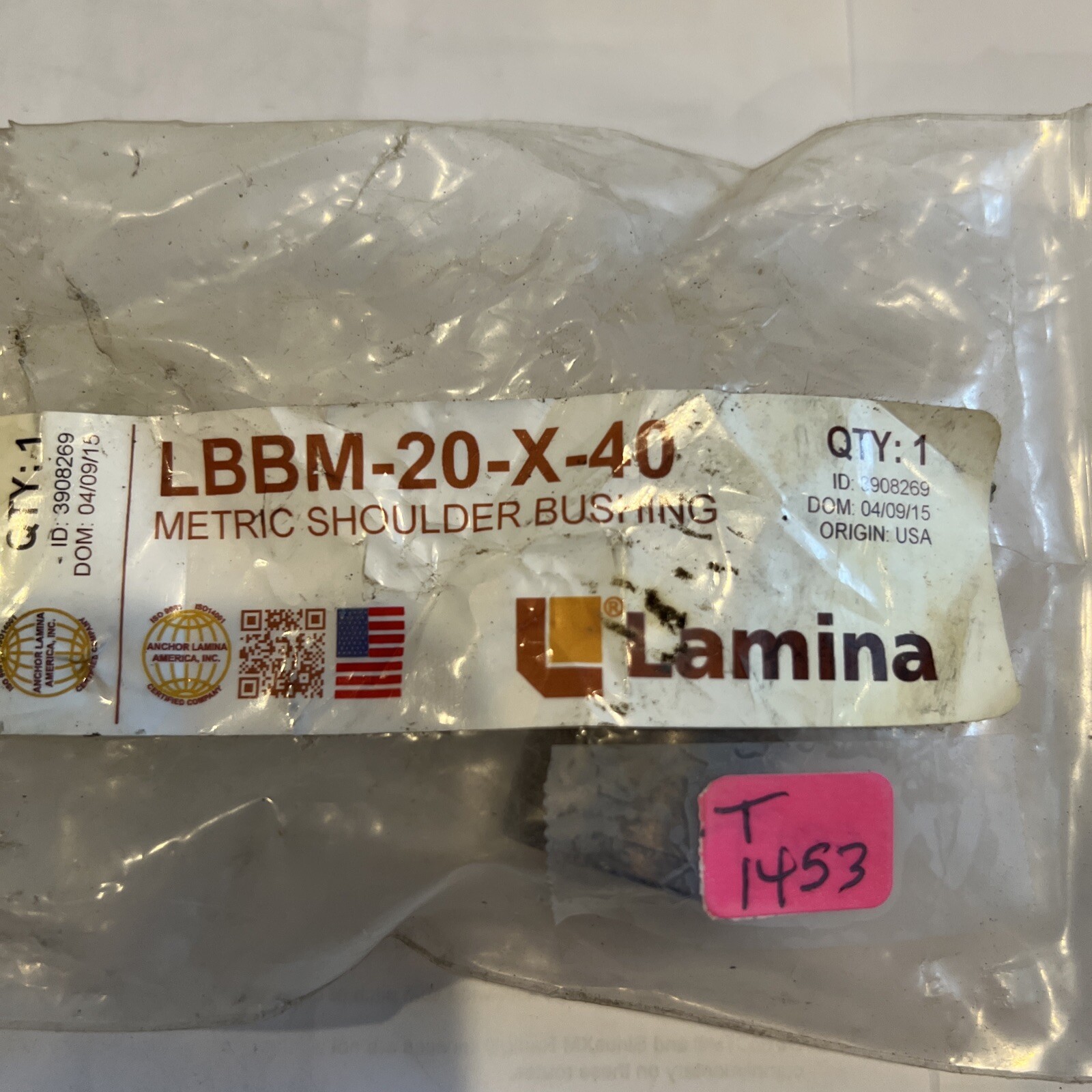 Lamina Metric Shoulder Bushing LBBM-20-X-40 New. Free Shipping. T1453 D3