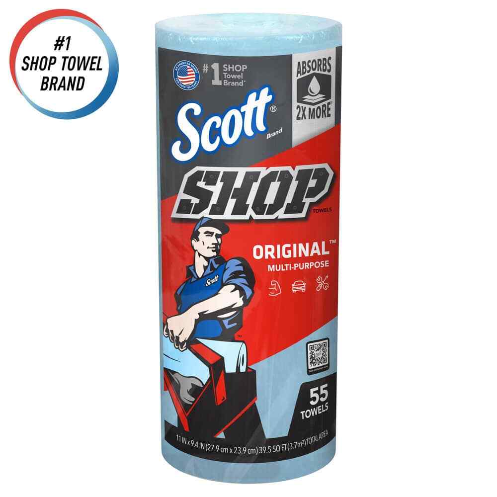 Scott 11 Inch Long x 10.4 Inch Wide Virgin Shop Towels and Industrial Rags Bl…