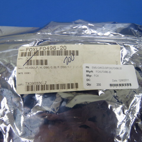 FOX FOXLF0496-20 Qty of 50 per Lot HC49ULF/ 4.096/C/B/F