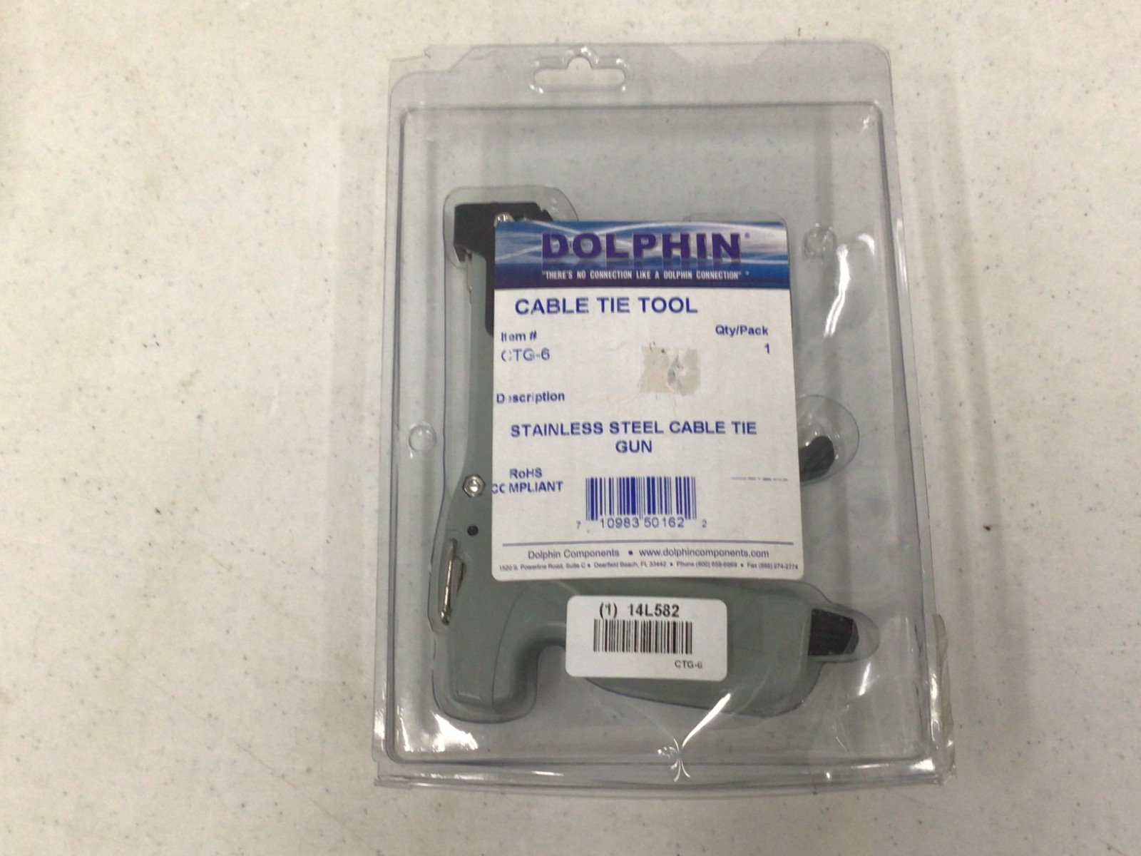 DOLPHIN COMPONENTS CORP CTG-6 Cable Tie Gun,HD,100 lb.,SS 14L582
