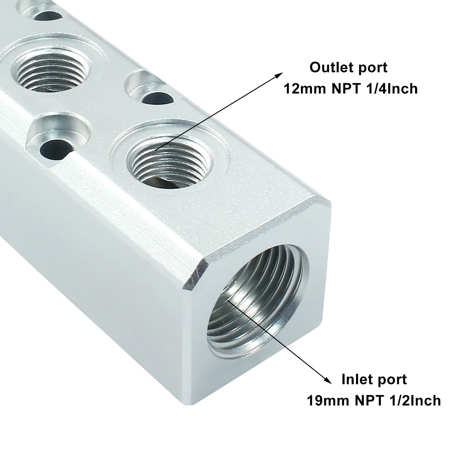 3 Way Pneumatic Manifold Air Distribution Block G1/2 Supply Port G1/4-Inch