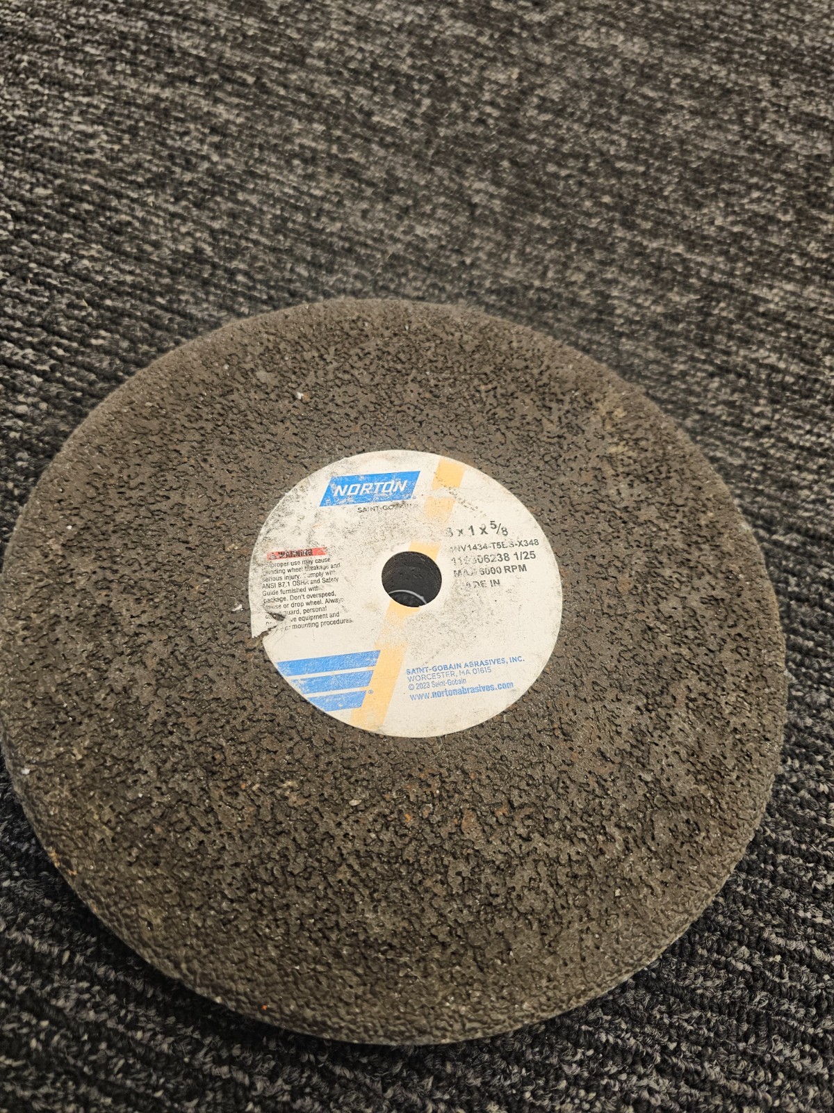 (QTY 2) Norton 8 x 1 x 5/8 Inch Grinding Cut Wheel 4NV1434-T5BS-X348 6000RPM