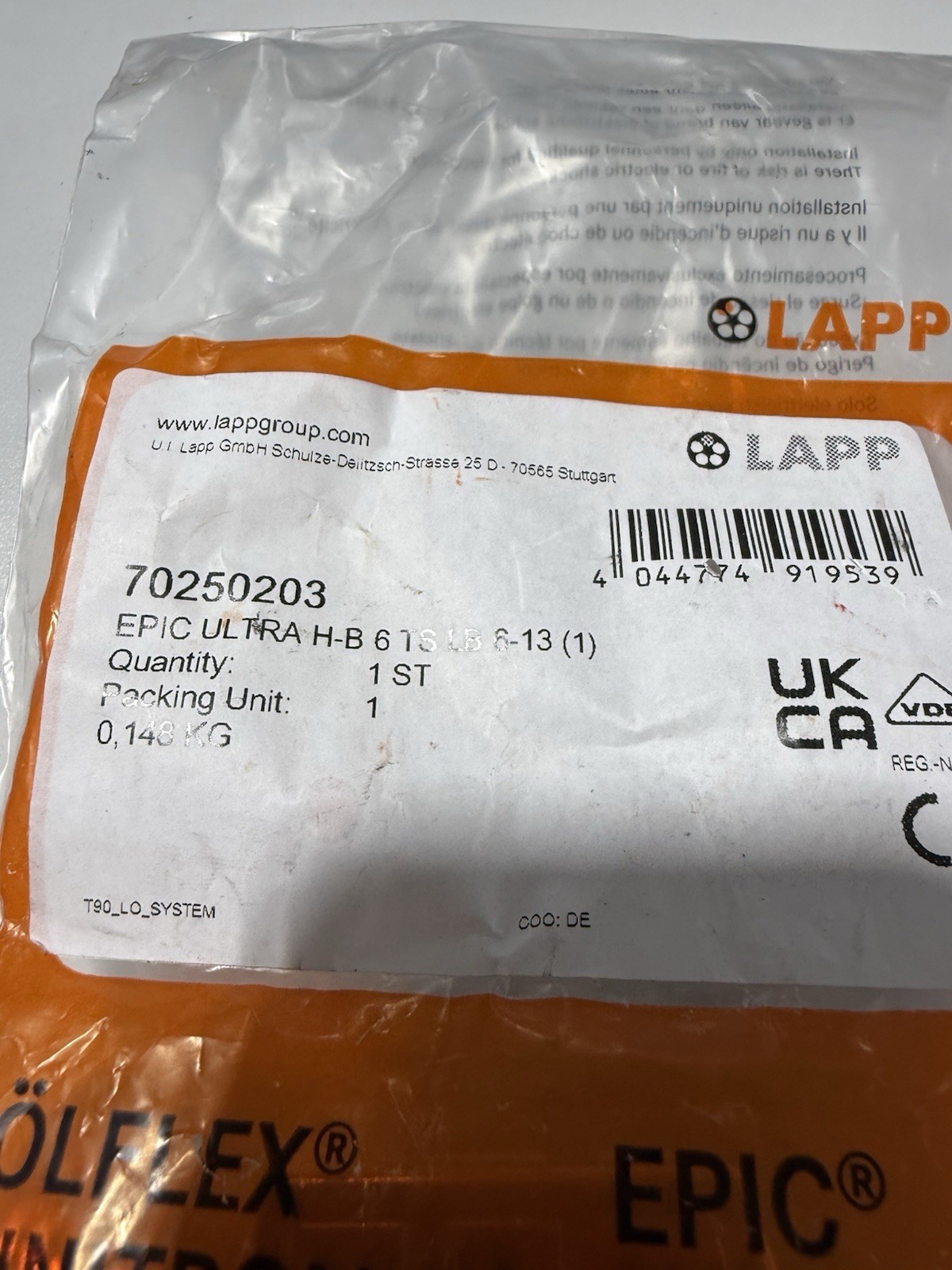 LAPP 70250203 EPIC ULTRA H-B 6 TS LB 6-13 Side Entry Hood *NEW SEALED*