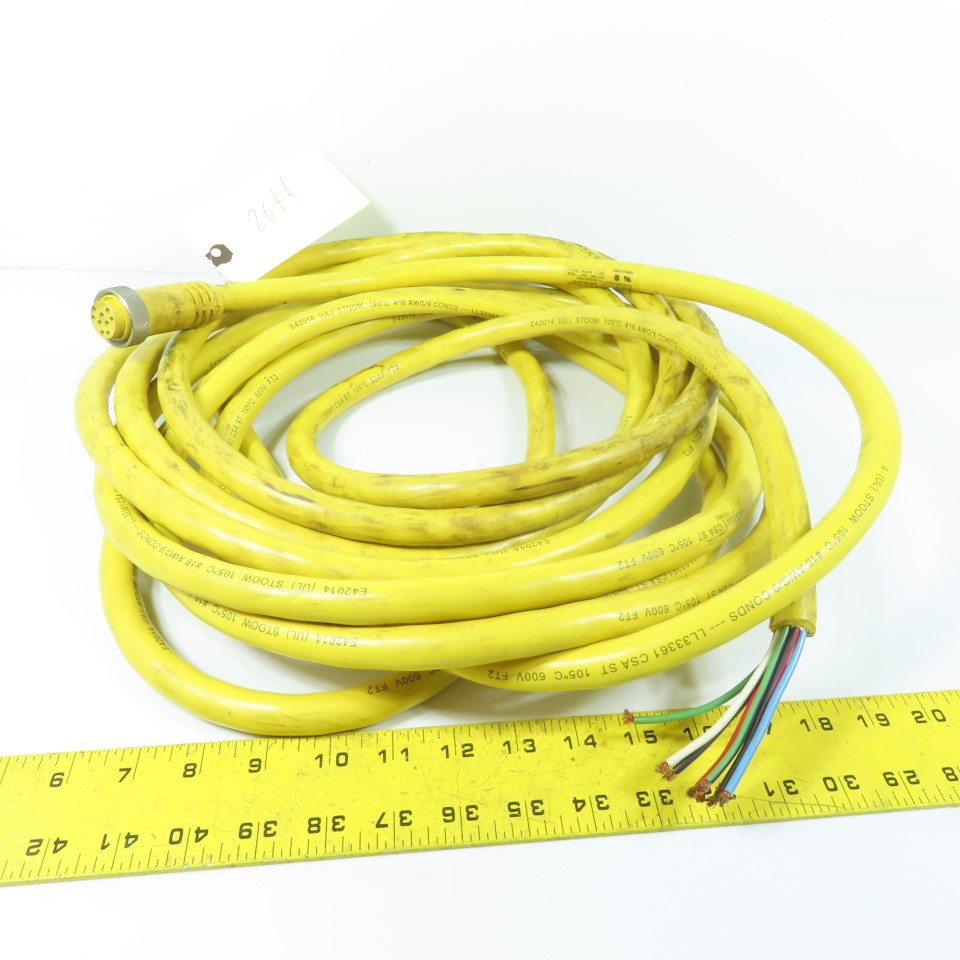 Woodhead 309000A01F3001 9-Pin Multi-Conductor Cable Assembly 16 AWG 7A 600V 26′