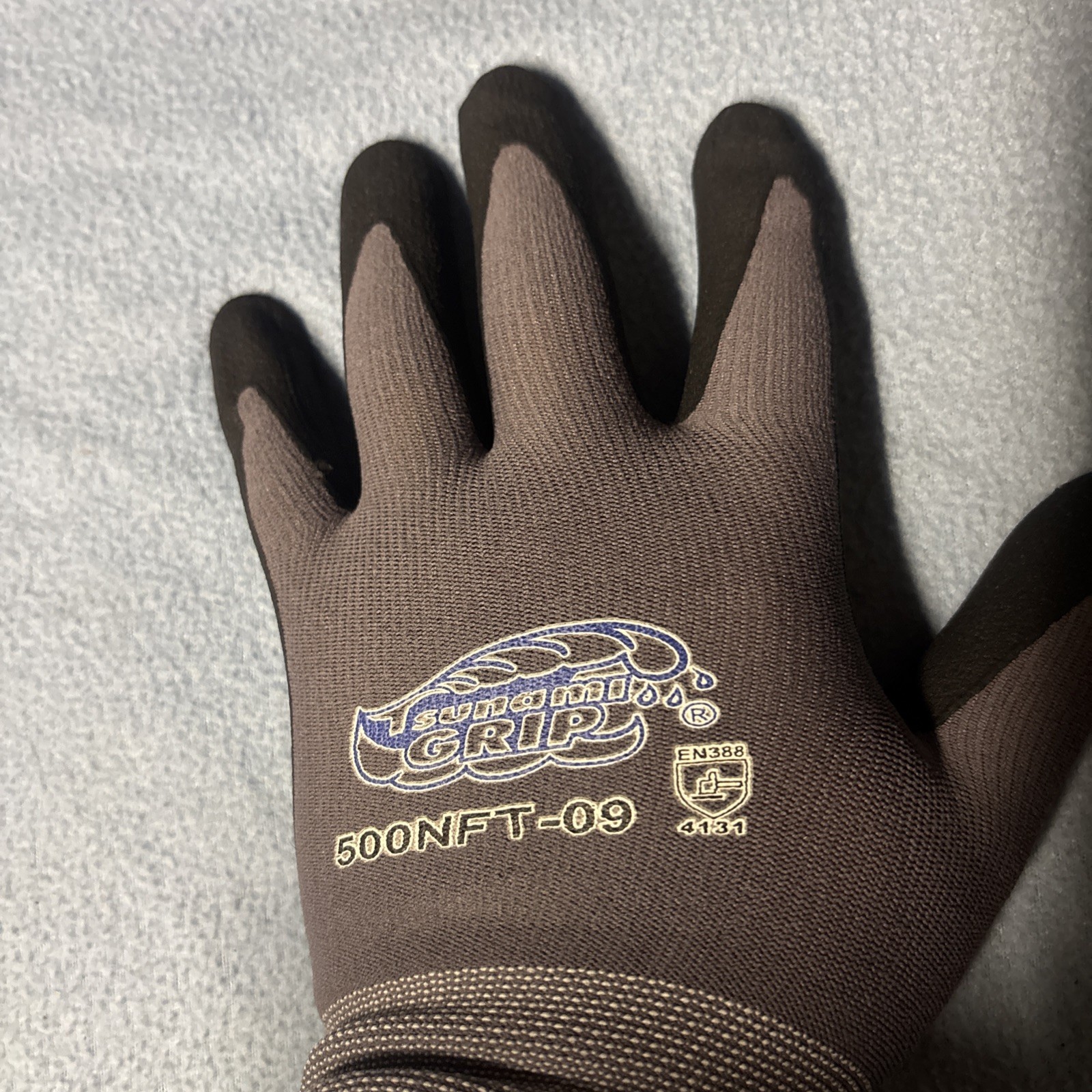 12 Pair of 500NFT 08M Tsunami Grip, Nitrile Palm Dipped Work Gloves,SHIPS FREE