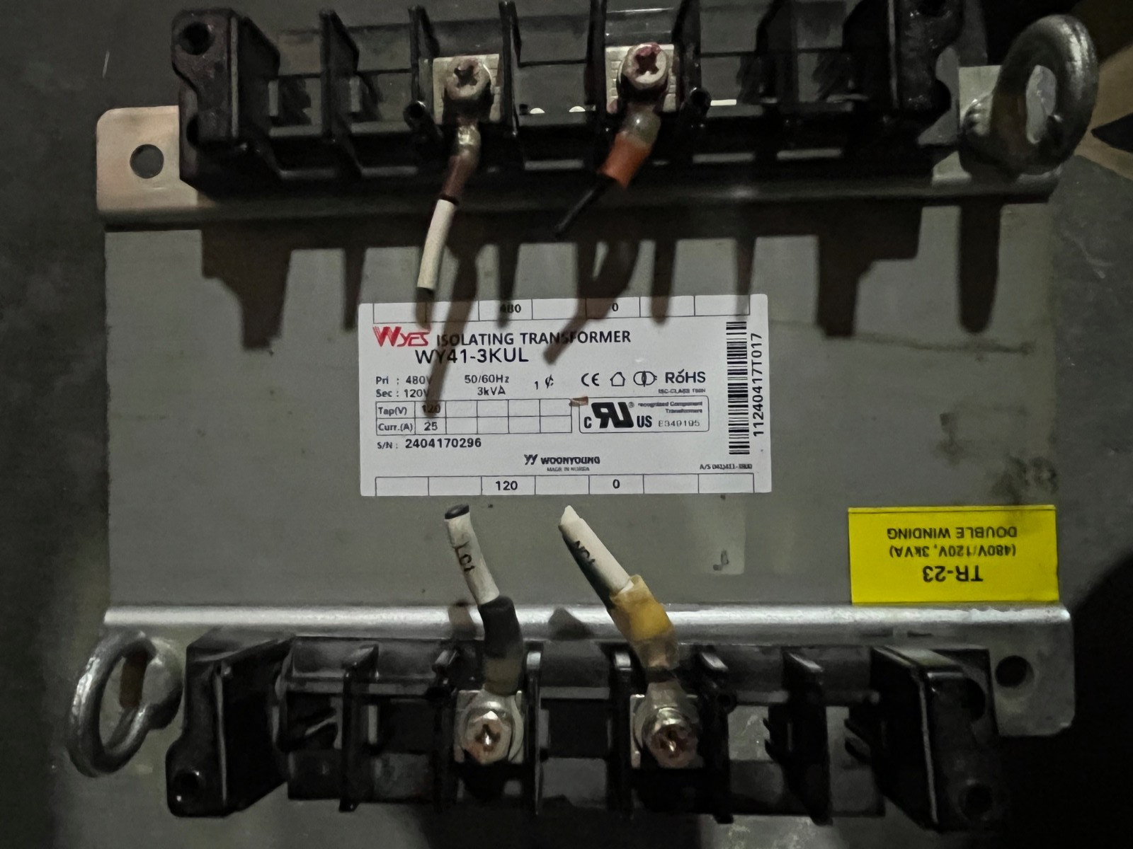 Wyes WY41-3KUL 3kVA Single-Phase Isolation Transformer UL Certified