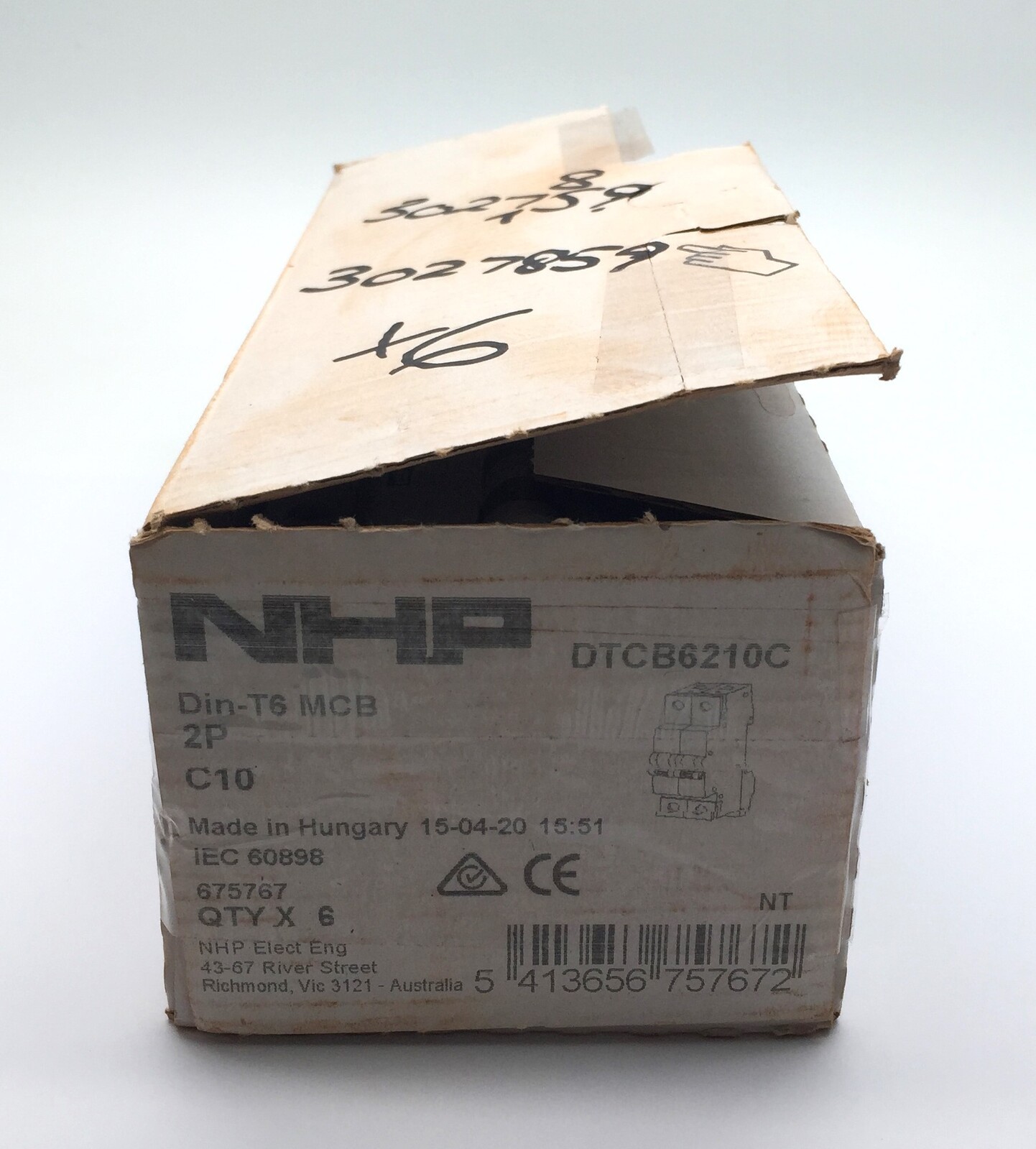 NHP DTCB6210C Miniature Circuit Breaker Din-T6 2P 10A 415VAC 110VDC 6kV  x2