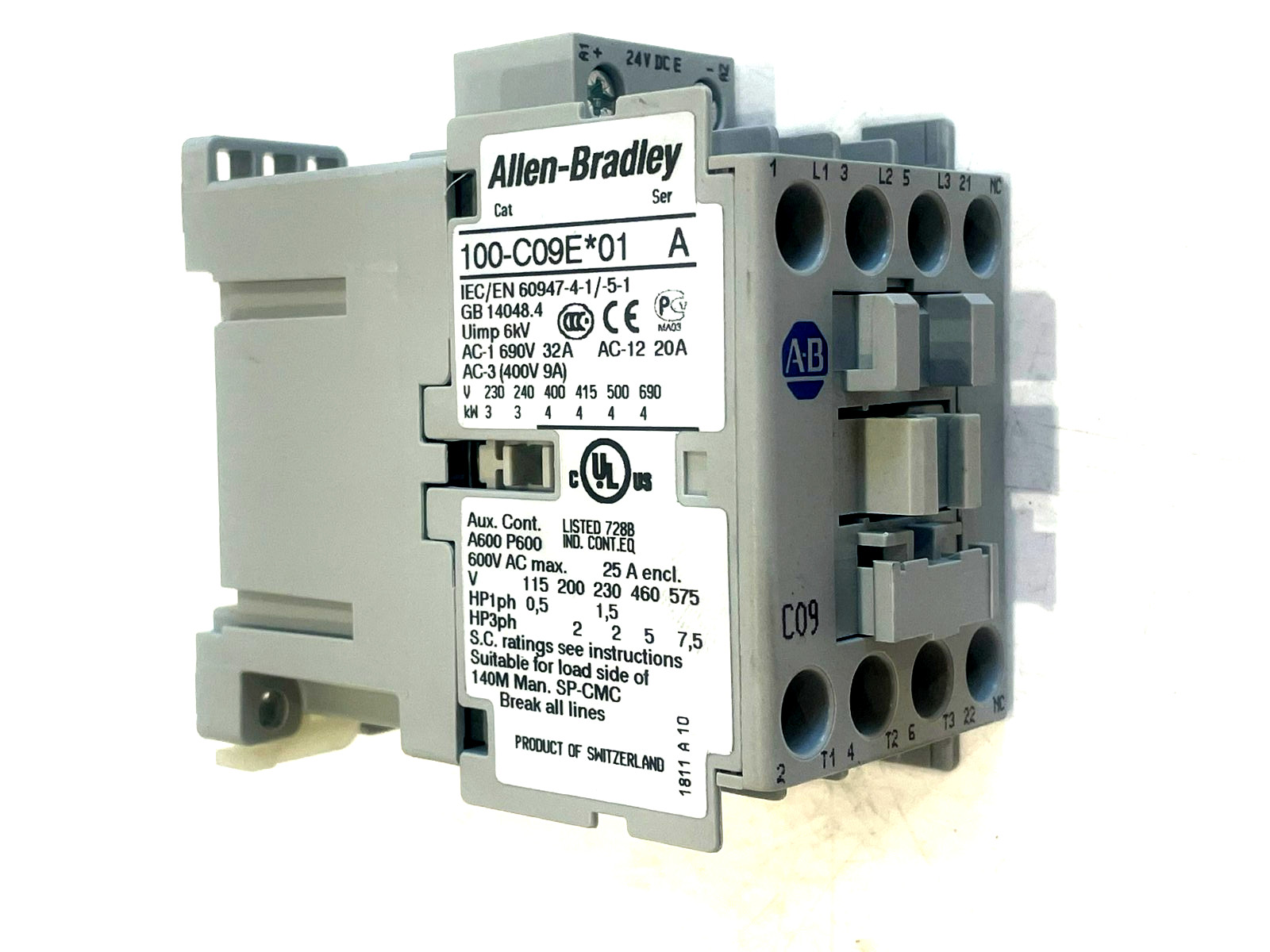 ALLEN BRADLEY 100-C09EJ01 CONTACTOR SER. A 100C09EJ01 SER. A NEW, SURPLUS
