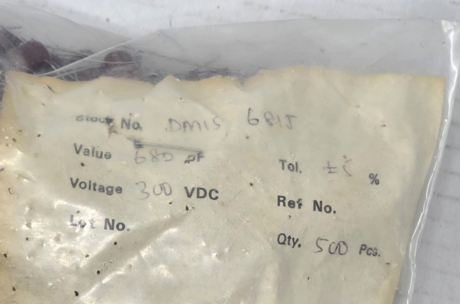 (500pcs) Vtg DM15-681J 680PF .00068 MFD 5% 300V Silver Mica Capacitors