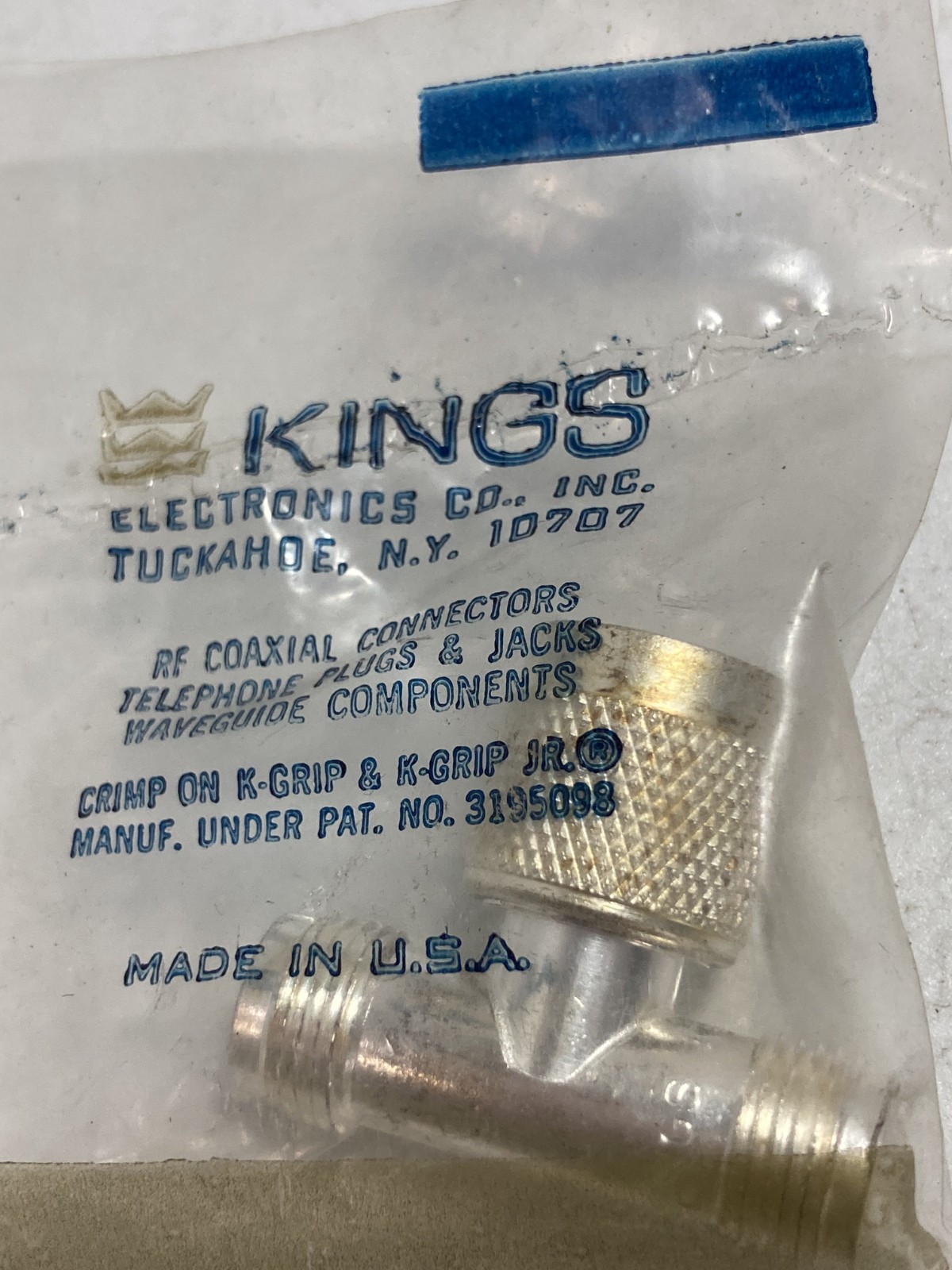 KINGS KA-91-16 RF COAXIAL CONNECTOR TELEPHONE PLUG & JACKS NIB