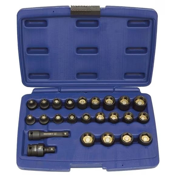 Westward 4PRF3 3/8″ Drive Impact Socket Set, SAE, Metric, 24 pcs