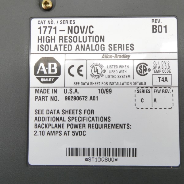 ALLEN BRADLEY 1771-NOV SER. C F/W A 5VDC 2.10A UNMP