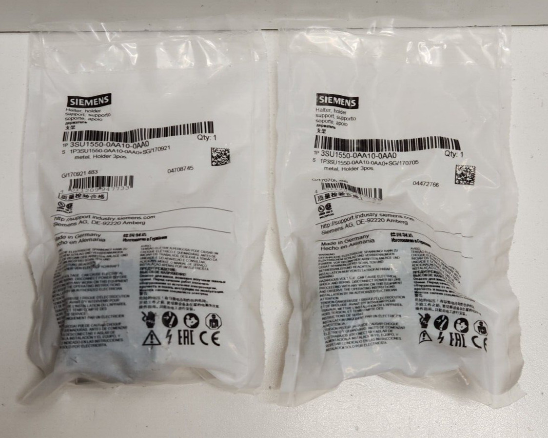 LOT OF 2 NEW OLD STOCK! SIEMENS 3-POS METAL SUPPORT HOLDERS 3SU1550-0AA10-0AA0