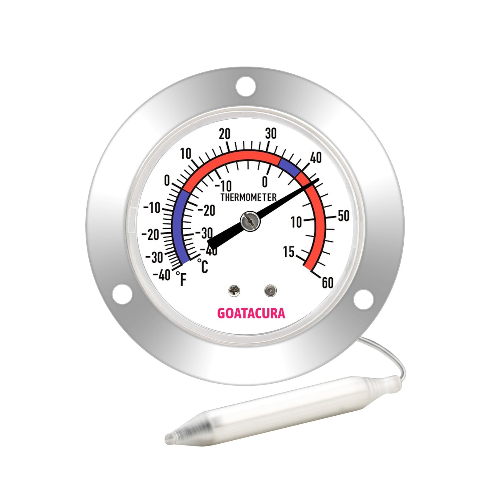 Vapor Capillary Refrigeration Thermometer, Stainless Steel Flanged Panel Moun…
