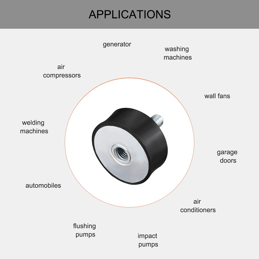 50mm x 20mm M10 Thread Male Female Rubber Mounts Vibration Isolators