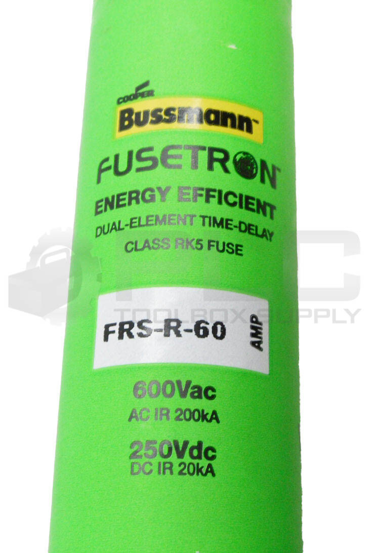 NEW BOX OF 10 BUSSMANN FRS-R-60 ENERGY EFFICIENT FUSE 60A 600VAC 250VDC *READ*