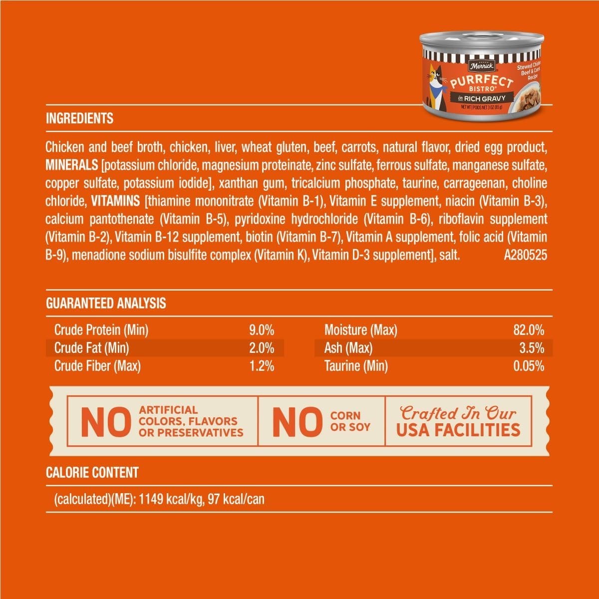 Merrick Purrfect Bistro Chicken & Beef Gravy Wet Cat Food, 24 ct.
