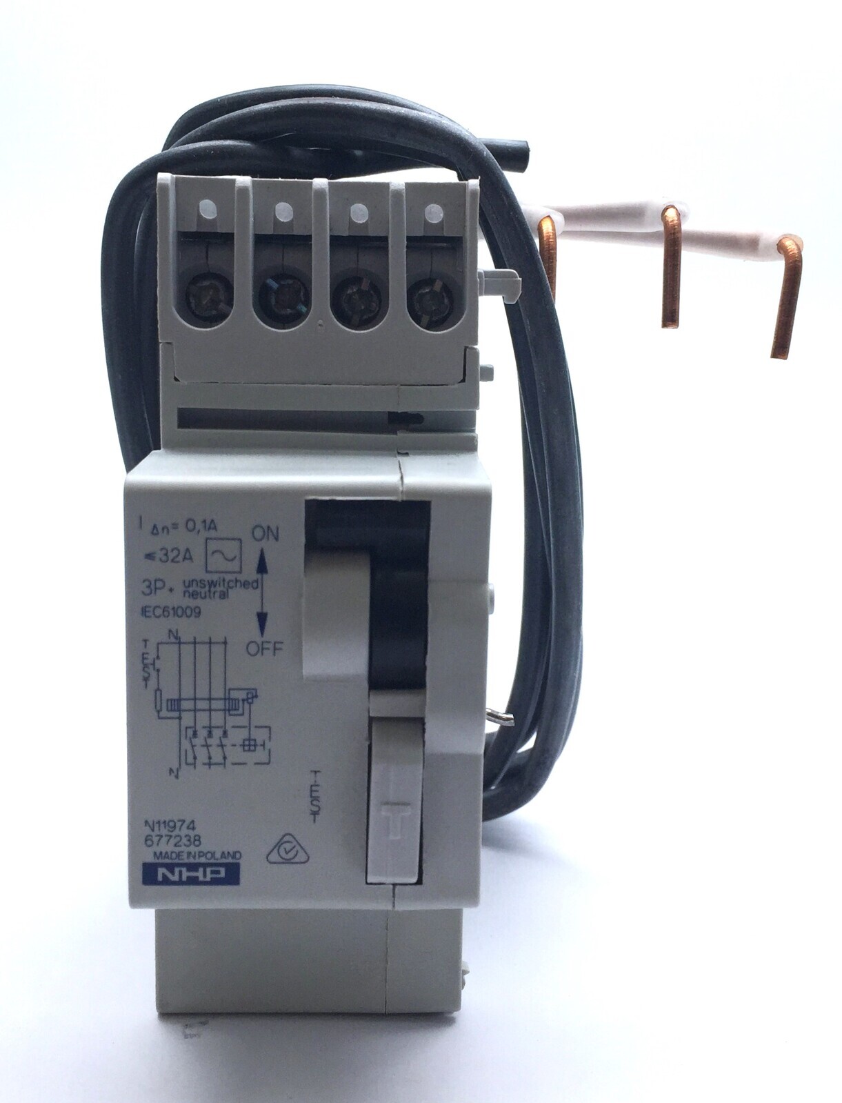 NHP 677238 DIN-SAFE Clip On 3P+N 32A 100mA AC 11974 M Module DSRCM321003PN