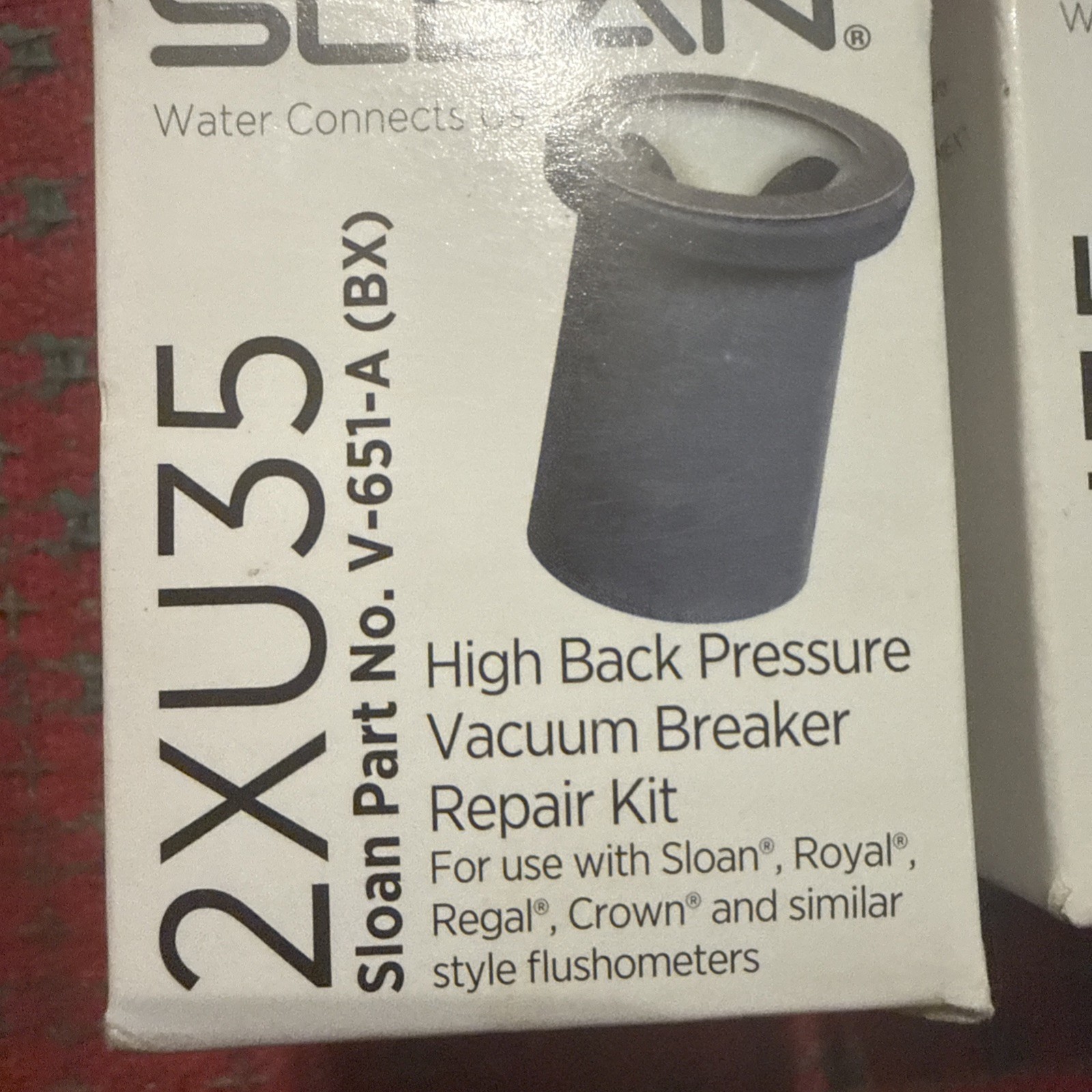 (2) Sloan 2XU35 High Back Pressure Vacuum Breaker Repair Kit – NOS 2pc