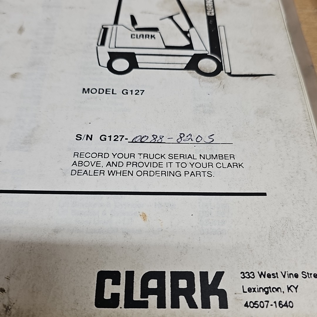 CLARK EQUIPMENT Service & Parts Manual SM547 G127 In Clark Binders VGC