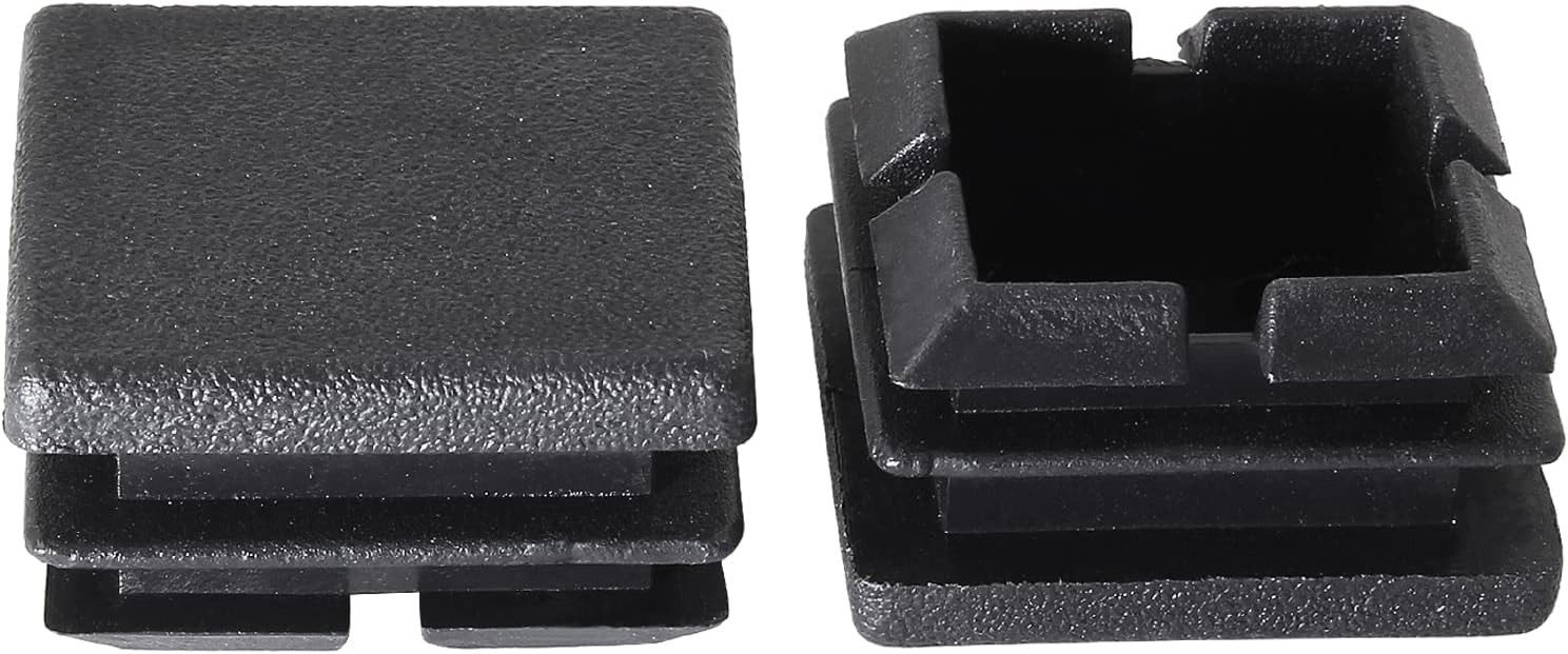 1 inch Square Tube End Caps 50 Pack Black Plastic Plugs for Furniture Legs