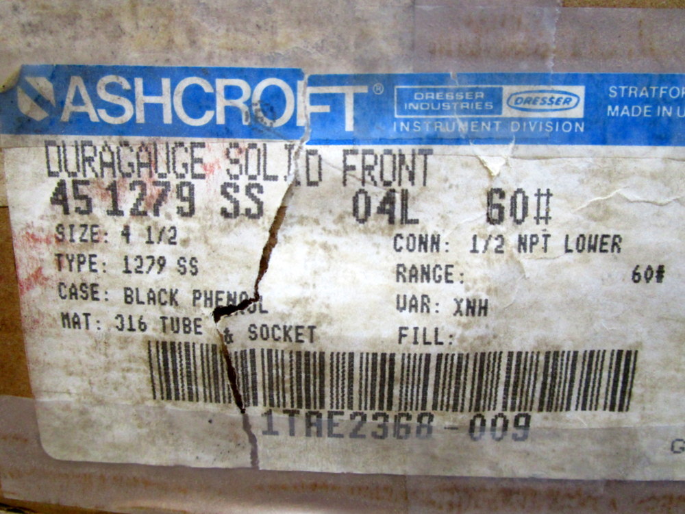 Ashcroft 45 1279 SS 04L Pressure Gauge 451279SS04L