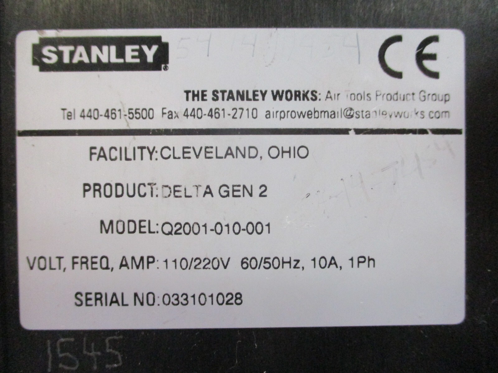 Stanley Q2001-010-001 DELTA GEN 2 Nutrunner Controller 120/220V 10A 1PH