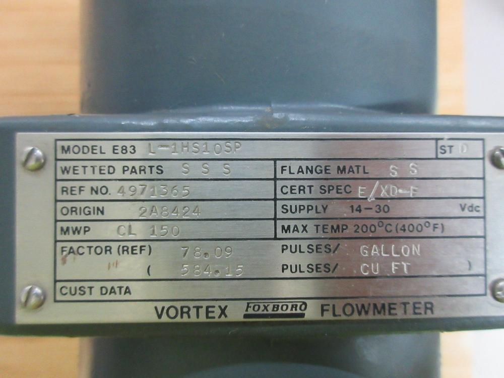 Foxboro E83 L-1HS10SP Vortex Flowmeter E83L1HS10SP