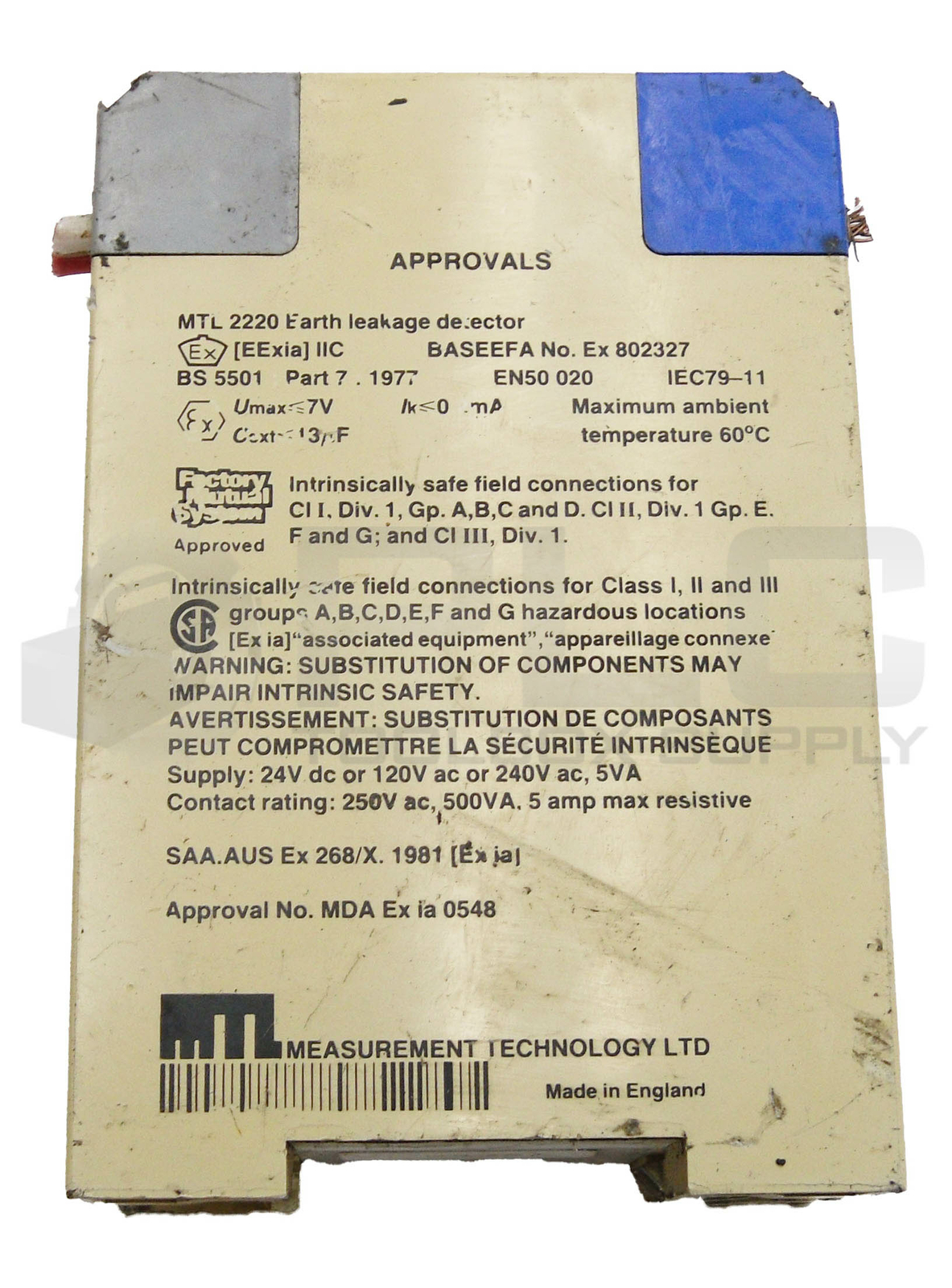MEASUREMENT TECHNOLOGY LTD. MTL 2220 EARTH LEAKAGE DETECTOR MTL2220 *READ*