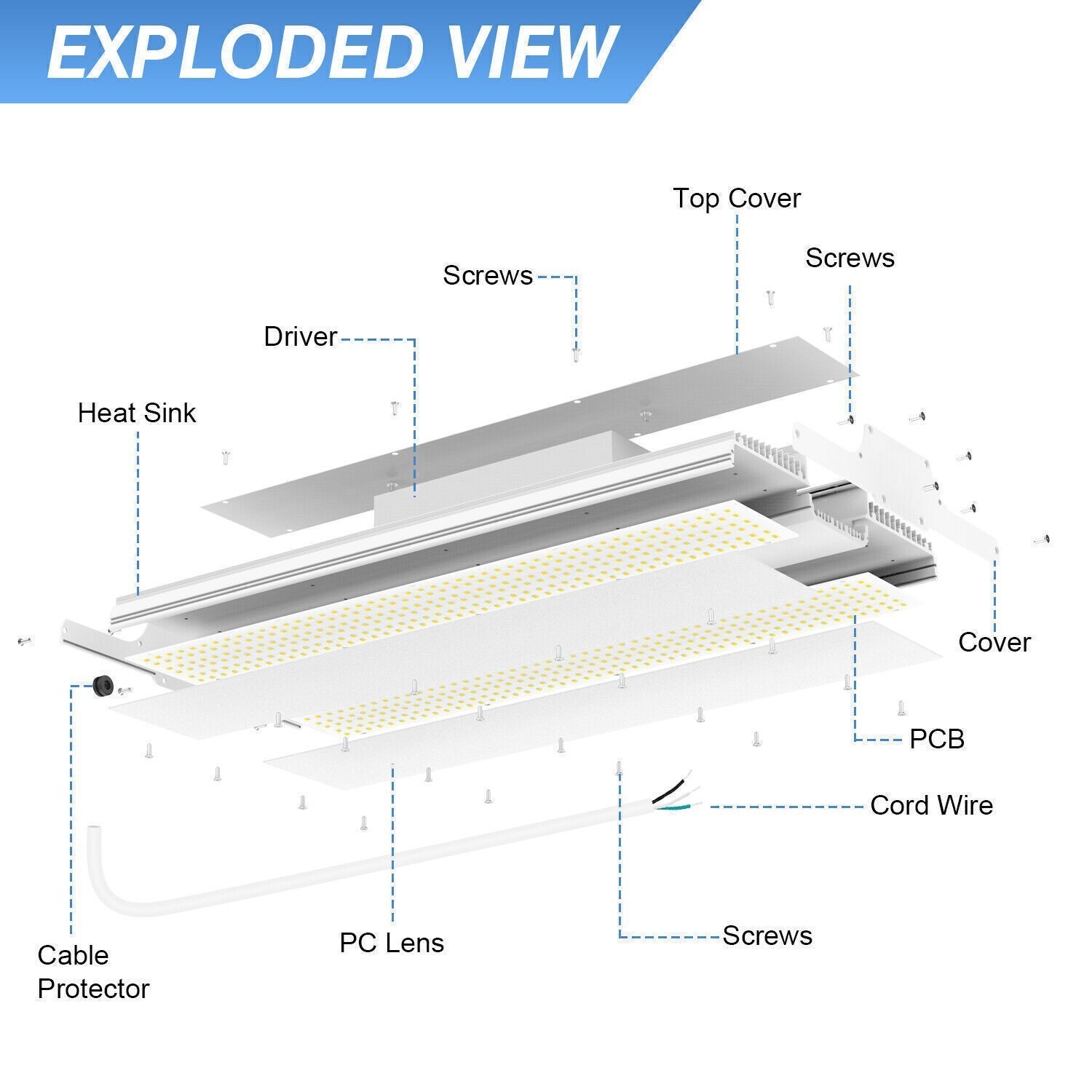 300W LED Linear High Bay Light Fixture 45,000LM Warehouse Shop Garage Lamp 1.8FT