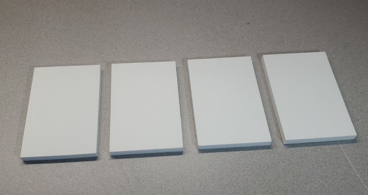 Lot of 4 – CoorsTek Alumina Ceramic AD-90 72086 4inx6inx0.5in Plate Tile