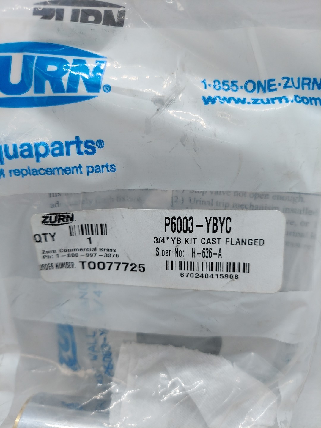 Zurn P6003-YBYC Sweat Solder Kit 3/4