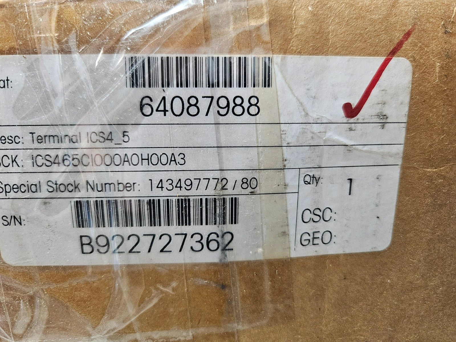 Mettler Toledo – Terminal ICS465g Mod.ICS4x5-1 SN: B922727362 SCK: ICS465C1000A0