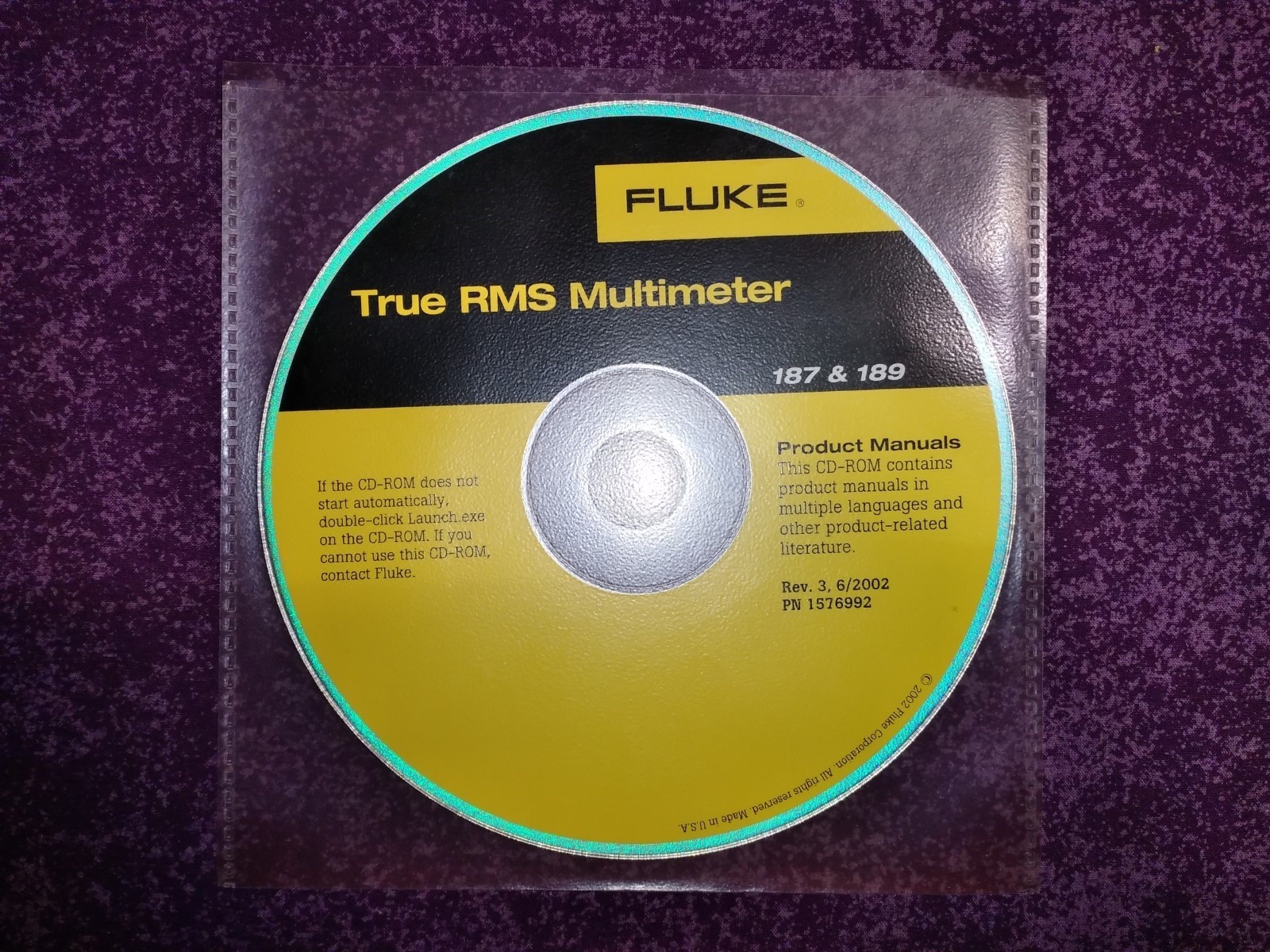 Fluke 187 & 189 Rev 6/2002 CD True RMS Multimeter PN 1576992 FREE SHIP