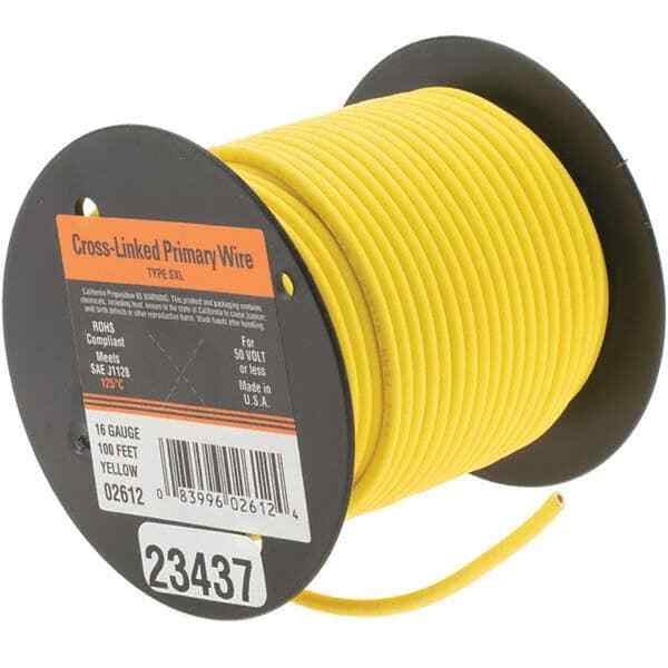 EastPenn 23437 16 AWG, 100′ OAL, Hook Up Wire Yellow Polyethylene Jacket