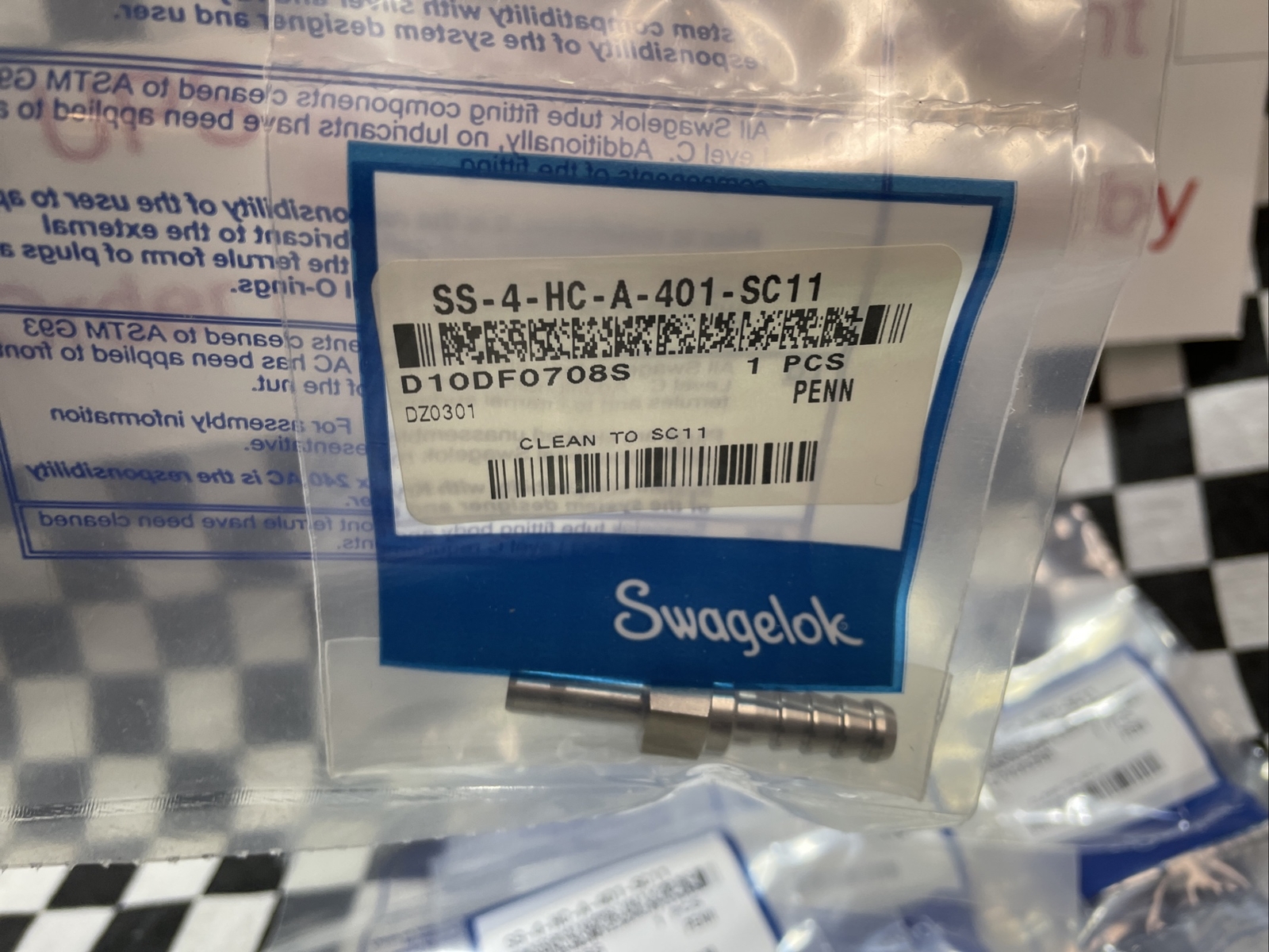 SWAGELOK Hose Connector 1/4″, SS-4-HC-A-401-SC11, LOT OF 10, SHIPSAMEDAY #1329P9