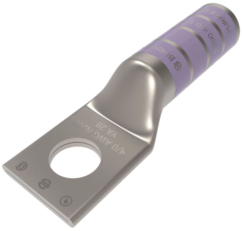Burndy YA28, Compression Cable Lug, Cuhylug 4/0 1/2Stud, 1 PC
