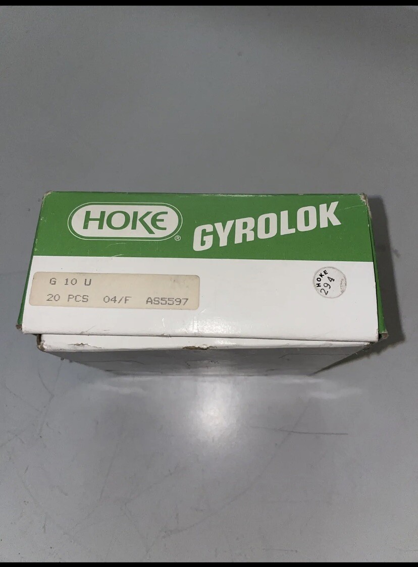 New Box of (20) G 10 U Hoke Gyrolok Fitting Union Brass 5/8″ X 5/8” Tube G10U