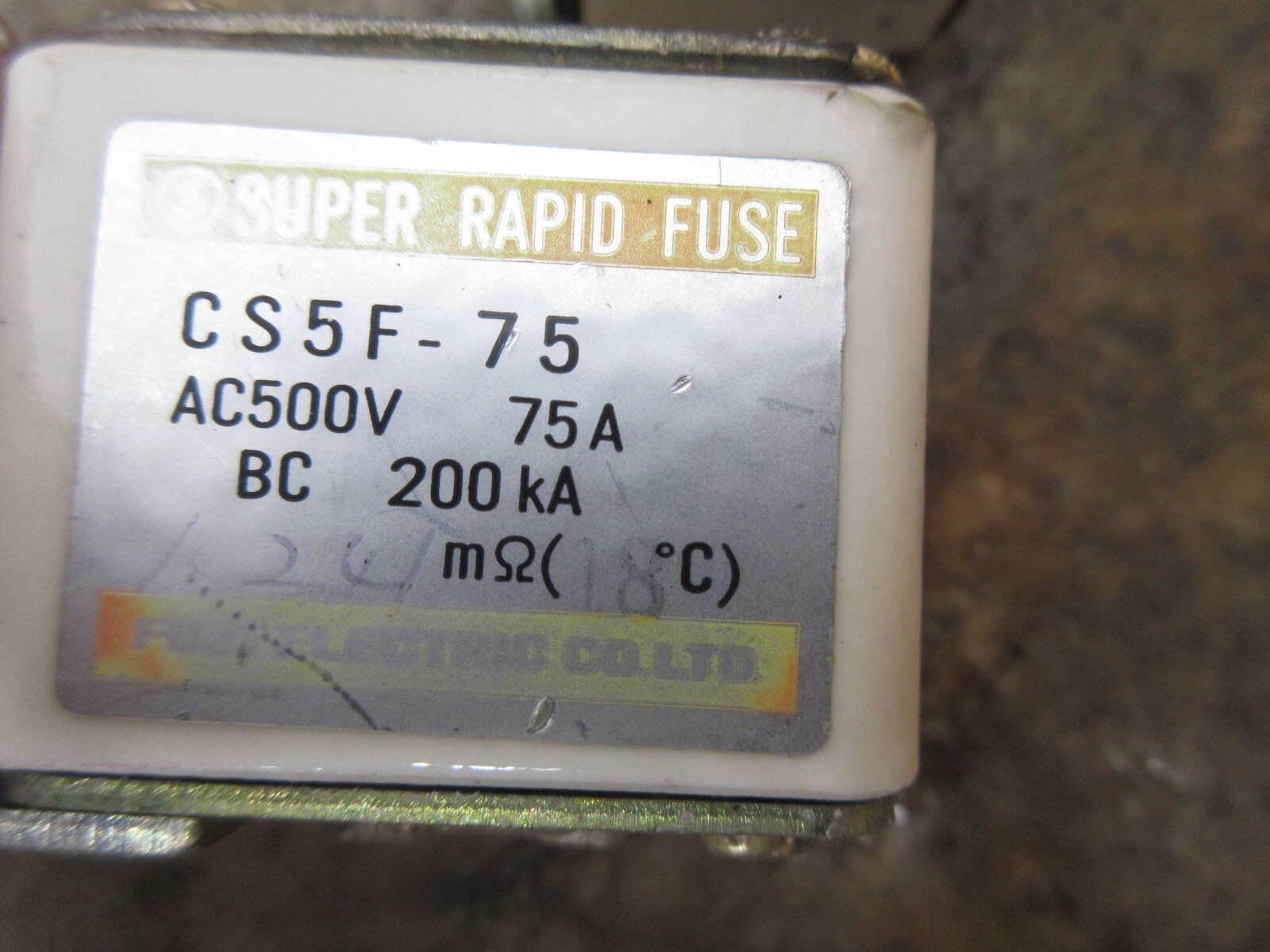 FUJI SUPER RAPID FUSE CS5F-75 AC500V 75A 200KA LOT OF 3 PIECES