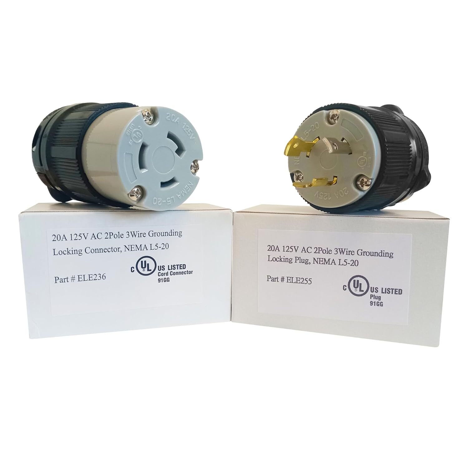 NEMA L5-20 Locking Plug and Connector | 125V – 20A – 2 Pole 3 Wire | cUL Listed