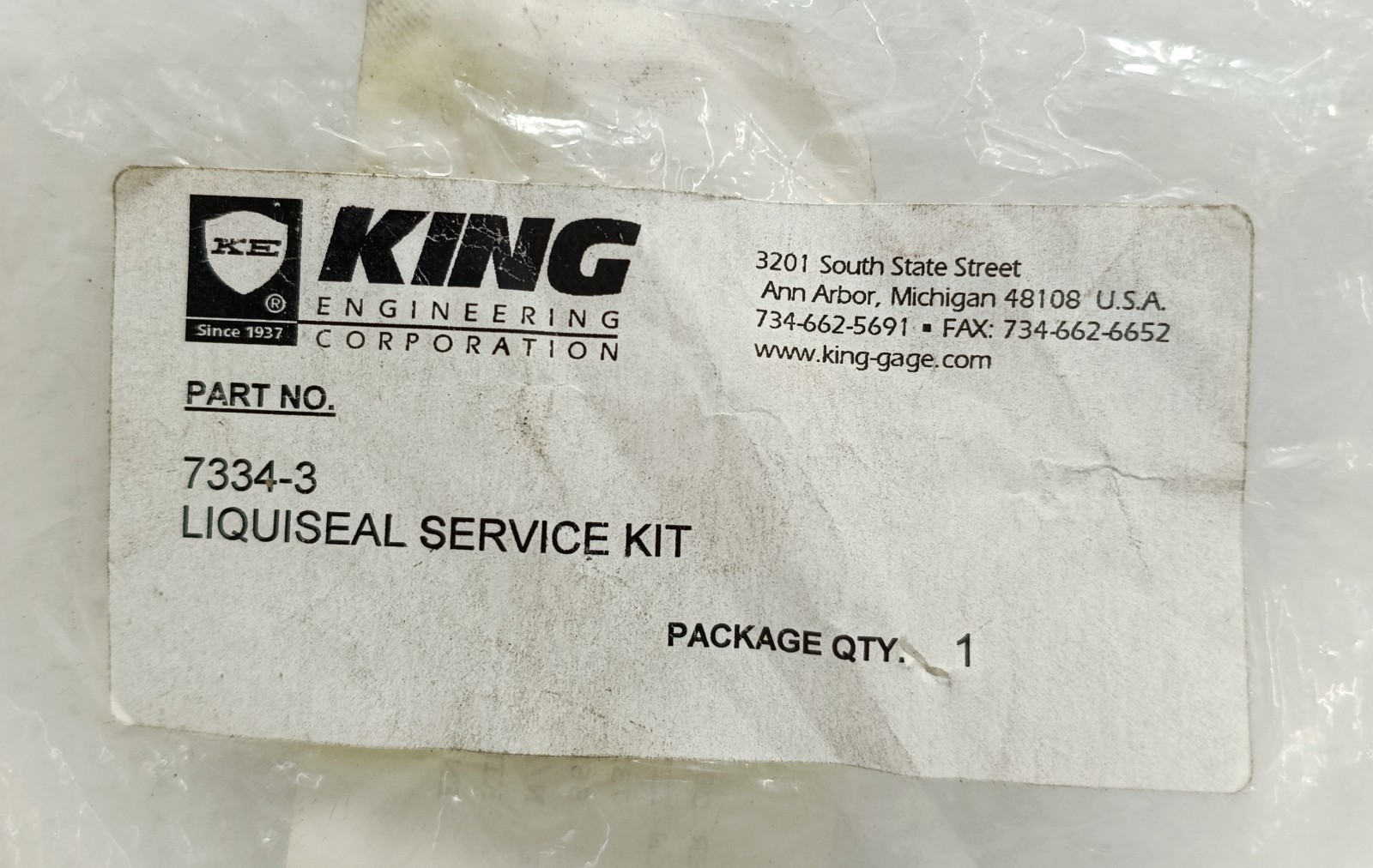 KING GAGE 7334 21 LIQUISEAL SERVICE KIT TANK LEVEL GAUGING TRANSMITTER NEW