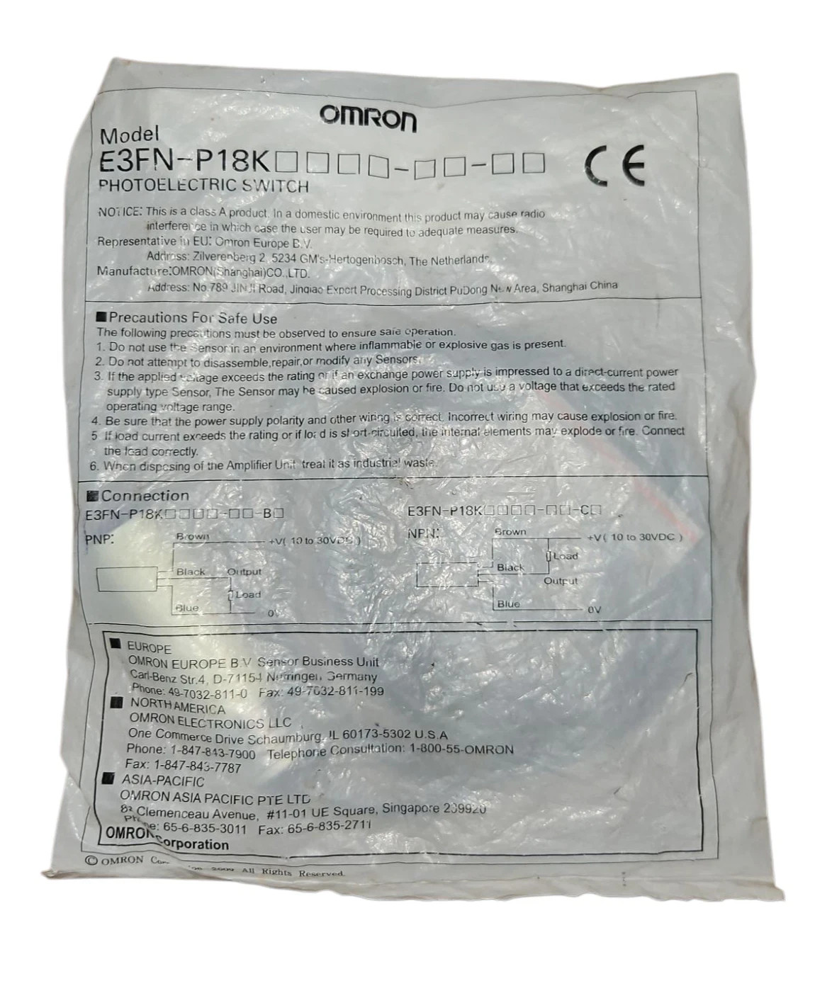OMRON E3FN-P18KDR3T-WP-BL PHOTOELECTRIC SWITCH
