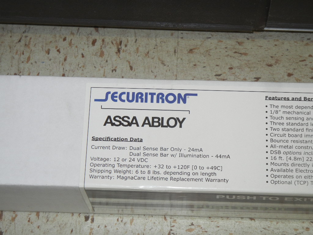 ASSA ABLOY SECURITRON DSB-CL42 NEW PUSH TO EXIT DUAL SENSE BAR DSBCL42