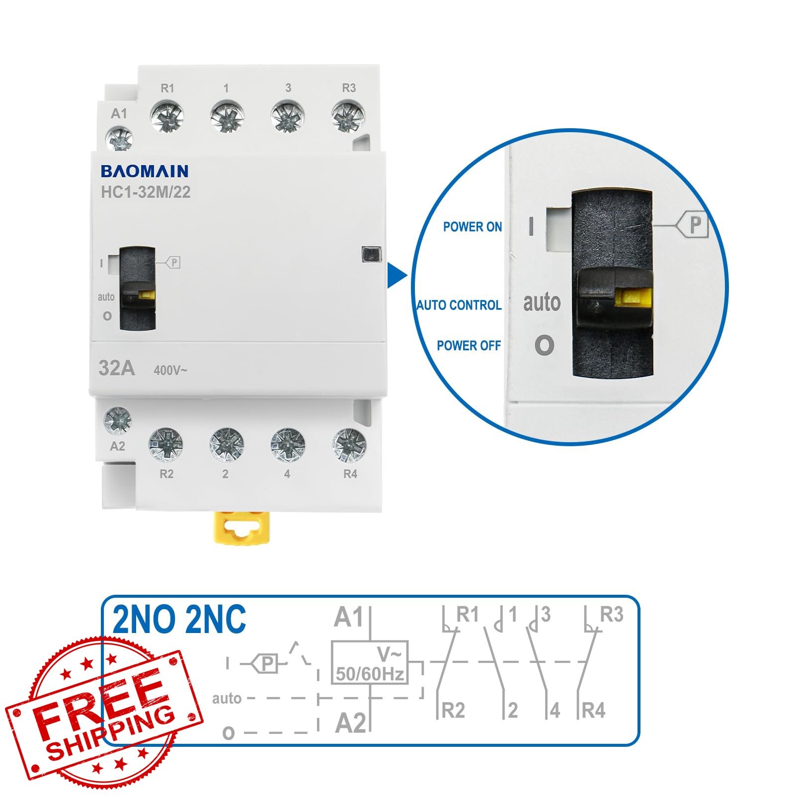 Baomain 24V 32A AC Contactor 2NO2NC