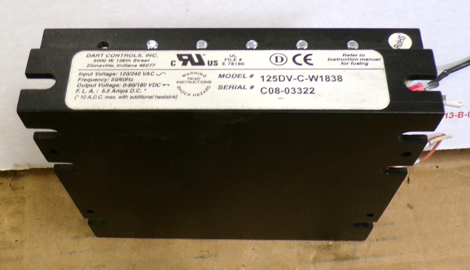 DART CONTROLS 125DV-C-W1838 PROCESS CONTROL MODULE 120/240VAC ROHS COMPLIANT