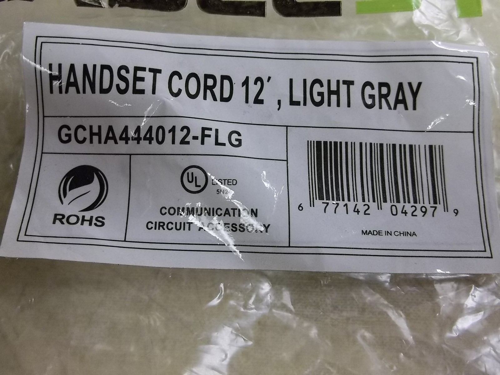 NEW Cablesys 12′ Handset Cord Light Gray GCHA444012-FLG *FREE SHIPPING*