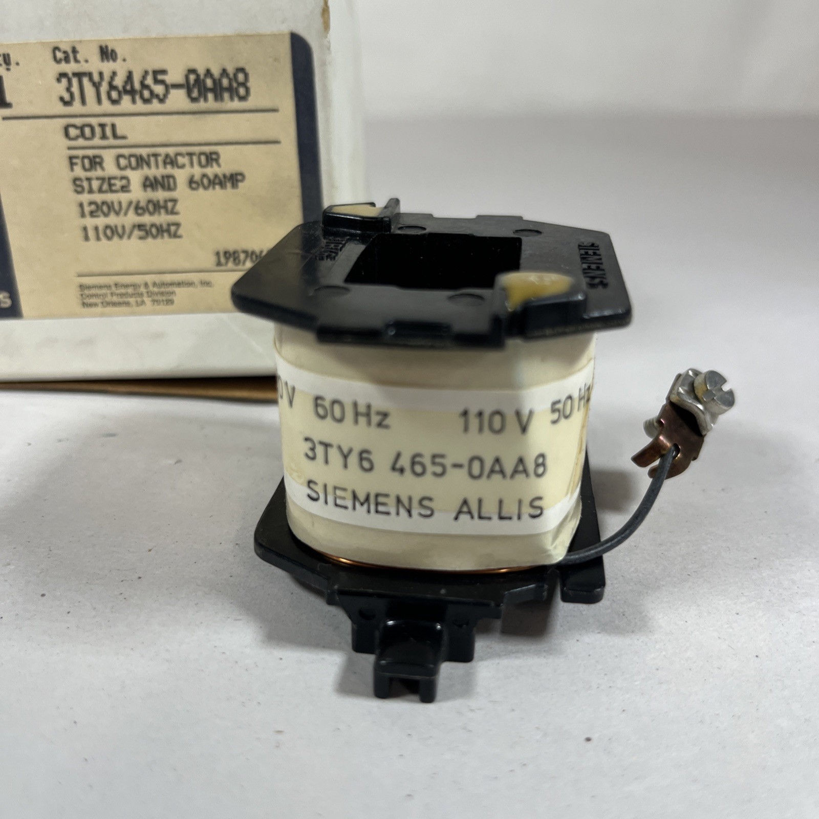 NIB Siemens 120V/60HZ – 110V/50HZ Coil Cat. No. 3TY6465-0AA8 60 AMP – Free Ship