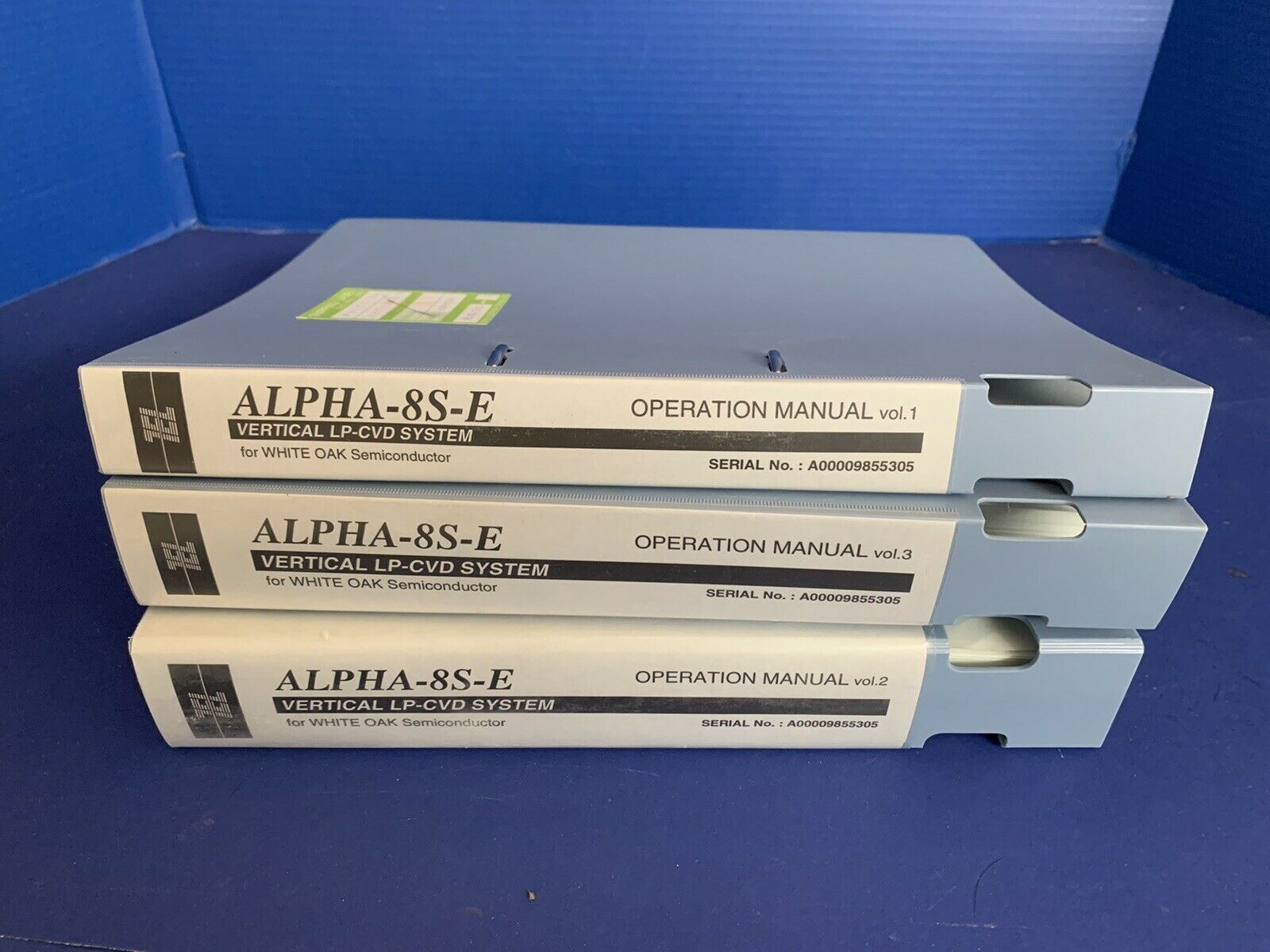 Tokyo Electron ALPHA-8S-E Vertical LP-CVD Operation Manual Volumes 1,2 & 3