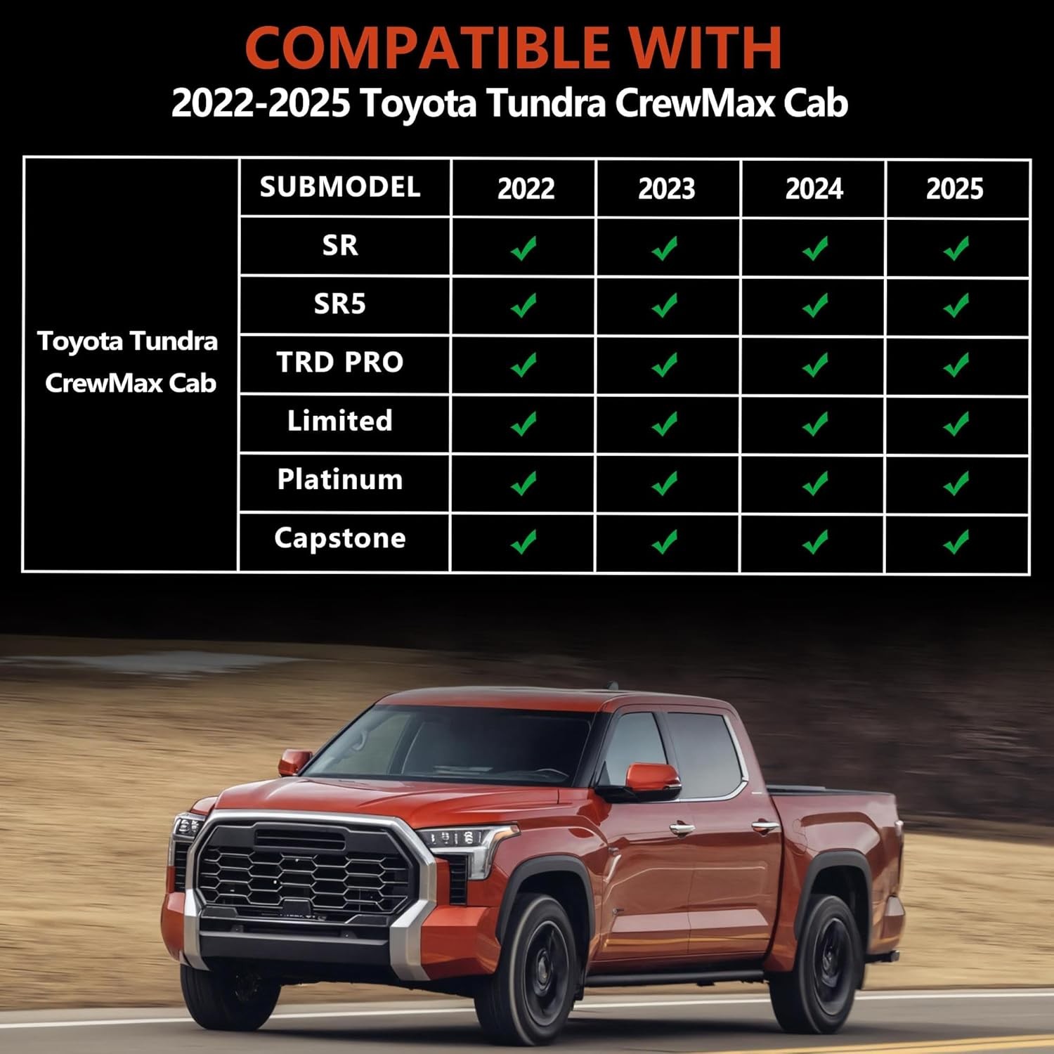 KARPAL Floor Mats Fit for Toyota Tundra 2022-2025 2026 CrewMax Cab, Custom Fit